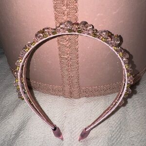 Chic Pink and Gold Beaded Handmade Headband